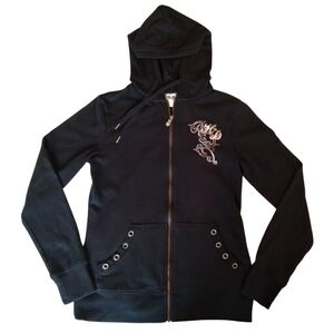 Harley-Davidson Women's Black Hoodie Skull Jacket Sz.M